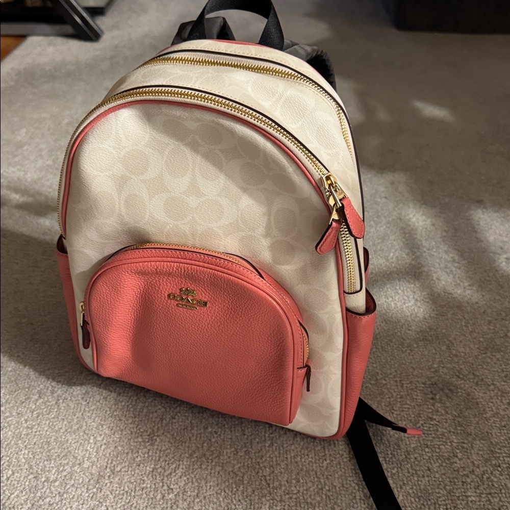 Coach Cream and Coral Backpack